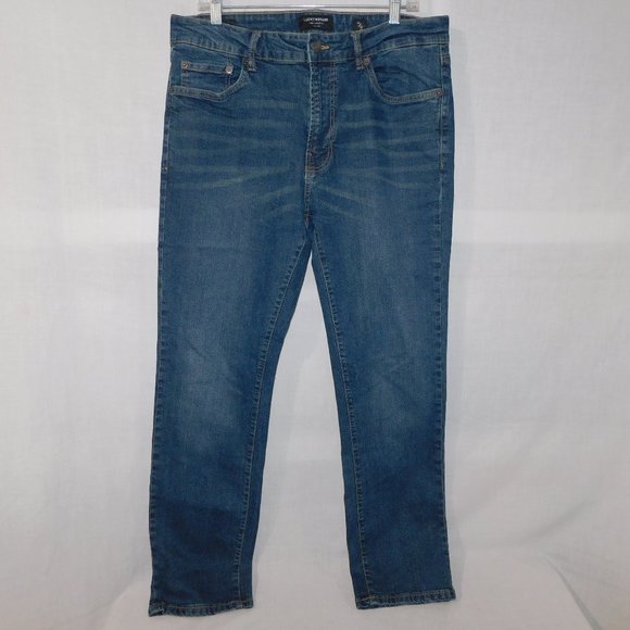 LUCKY BRAND Mens 34 x 32 straight Denim Blue Jeans - Picture 1 of 11